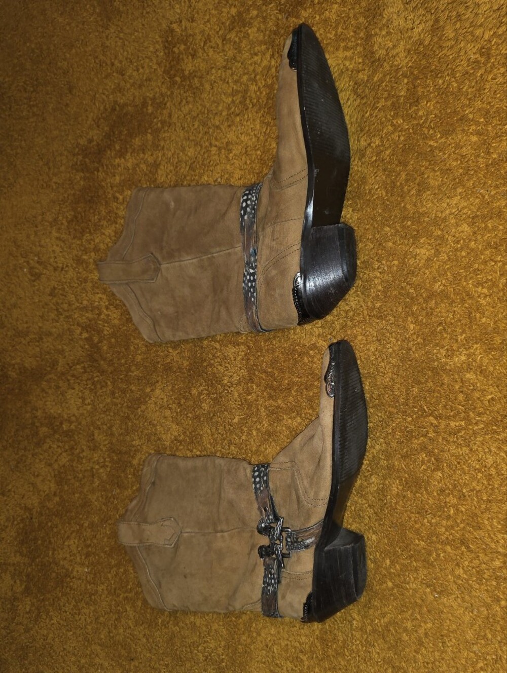 Vintage 70s 80s Maine Woods Leather Slouchy Western Cowboy Boots Eagle Harness